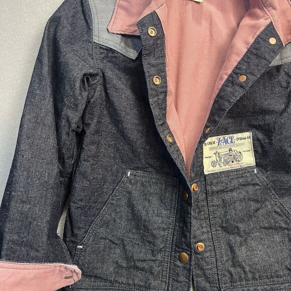 Rare ZACE Overalls Pink Corduroy Lined Denim Chore Jacket USA American Workwear - Picture 5 of 11